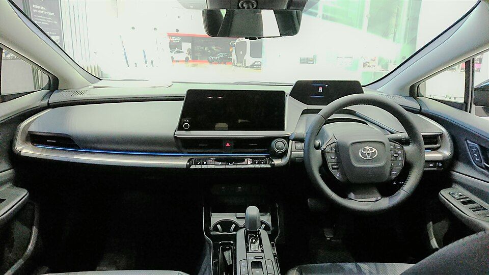 The dashboard in a right-hand-drive Japanese Prius Z.